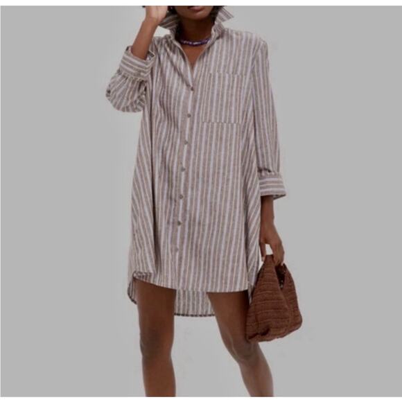 Tuckernuck Dresses & Skirts - NWT Tuckernuck Summer Stripe Linen Carlotta Shirt Dress L